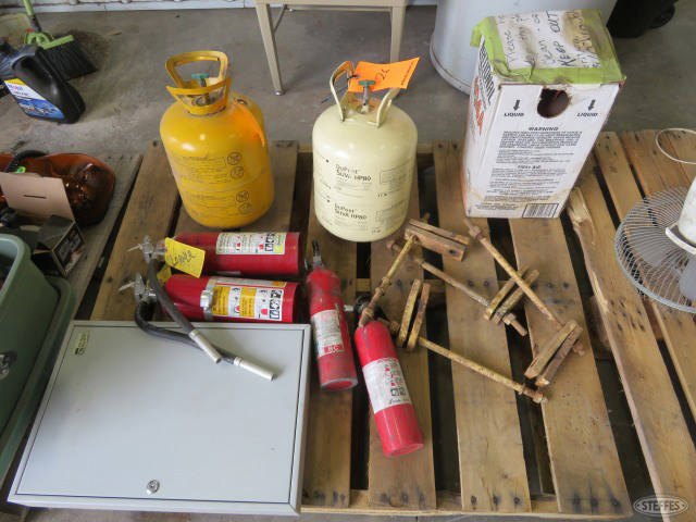 Pallet of refrigerant and fire extinguisher